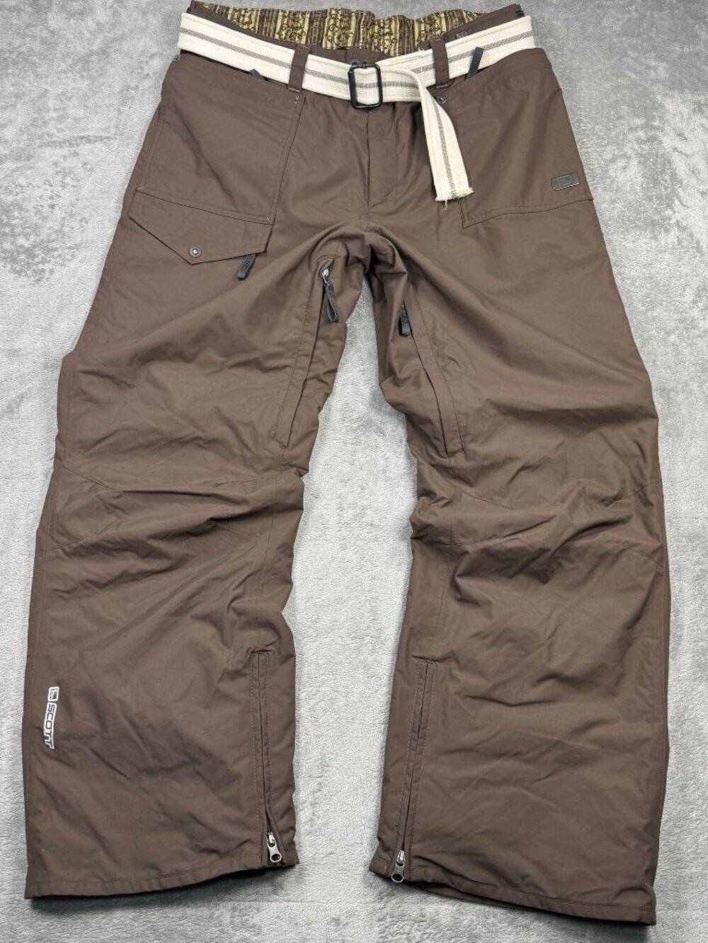 Scott Freestyle Brown Snowboard Pants Mens XL Belted Snow Ski Winter Sports